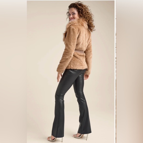 Faux Fur Chevron Jacket NWOT - Picture 5 of 14